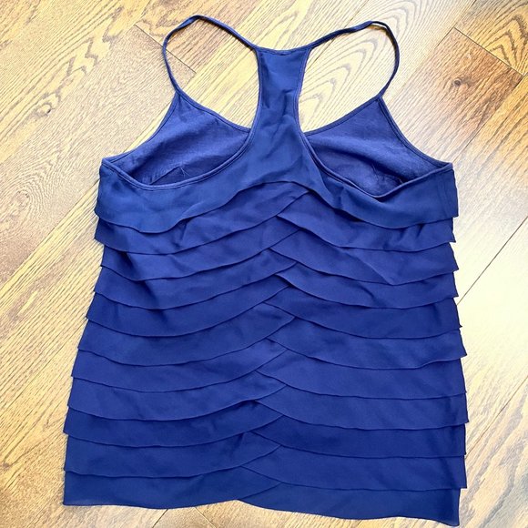 CLUB MONACO 100% Silk Purple Tiered Ruffle Top Size Small - Picture 2 of 4